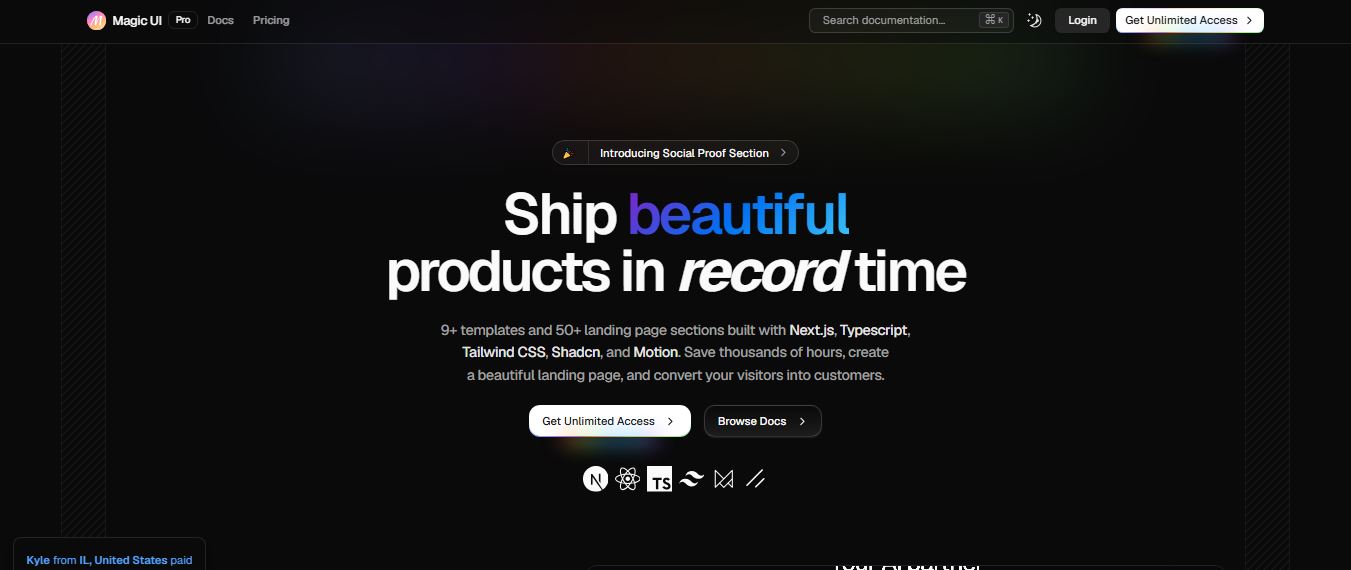Magic UI Pro homepage